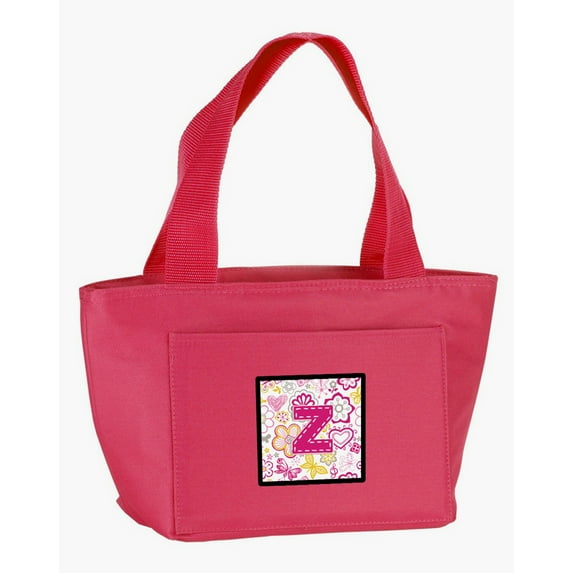 Letter Z Flowers and Butterflies Pink Lunch Bag