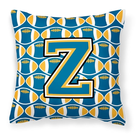 Letter Z Football Blue and Gold Fabric Decorative Pillow