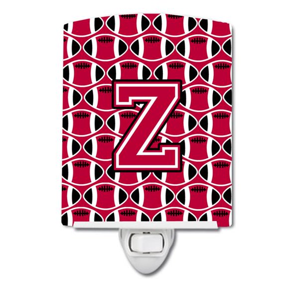 Letter Z Football Crimson & White Ceramic Night Light