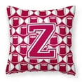thumbnail image 1 of Letter Z Football Crimson, grey and white Fabric Decorative Pillow, 1 of 4