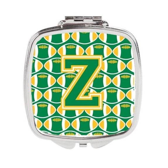 Letter Z Football Green & Gold Compact Mirror