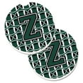 thumbnail image 1 of Letter Z Football Green & White Set of 2 Cup Holder Car Coaster, 1 of 1