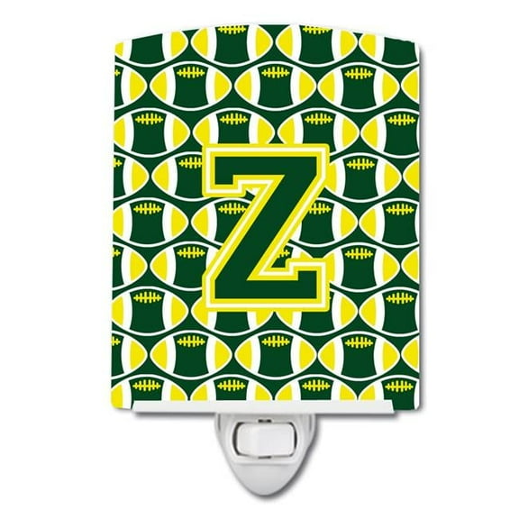 Letter Z Football Green & Yellow Ceramic Night Light