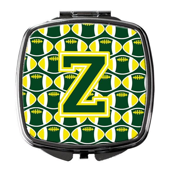 Letter Z Football Green and Yellow Compact Mirror CJ1075-ZSCM