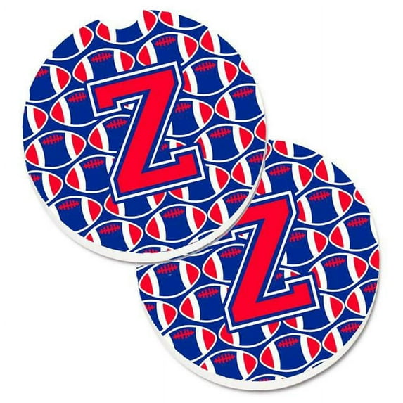 Letter Z Football Harvard Crimson & Yale Blue Set of 2 Cup Holder Car Coaster