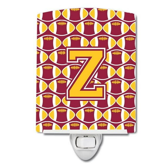 Letter Z Football Maroon & Gold Ceramic Night Light