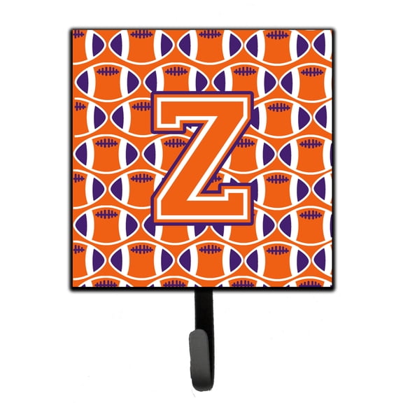 Letter Z Football Orange White and Regalia Leash or Key Holder
