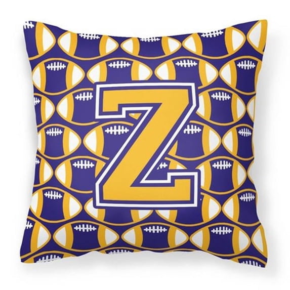 Letter Z Football Purple & Gold Fabric Decorative Pillow - Purple & Gold - 14in. H x 3in. W x 14in. L
