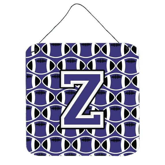 Letter Z Football Purple and White Wall or Door Hanging Prints