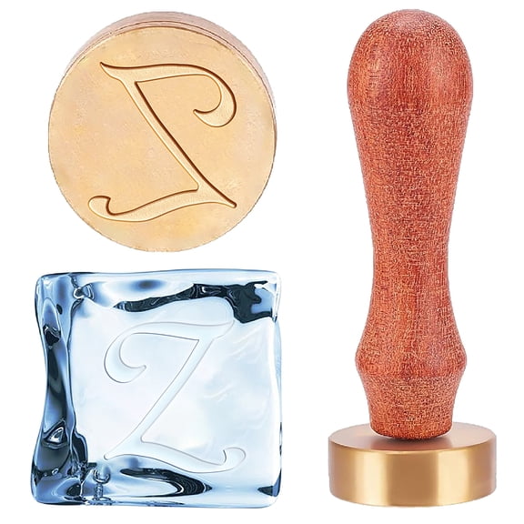 Letter Z Ice Stamp Ice Cubes Press Stamps Italic Letter Bar Drinks Stamp with Removable Stamps Handle and Velvet Pouches