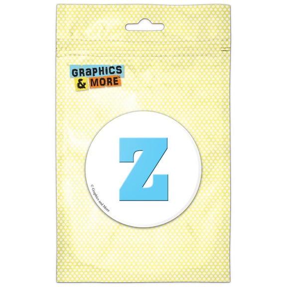 Letter Z Initial Baby Boy Block Font Blue Shower Refrigerator Button Magnet