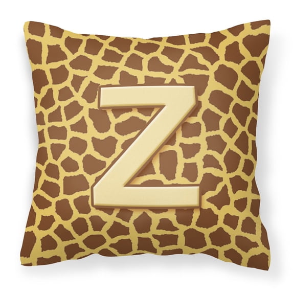 Letter Z Initial Monogram - Giraffe Fabric Decorative Pillow