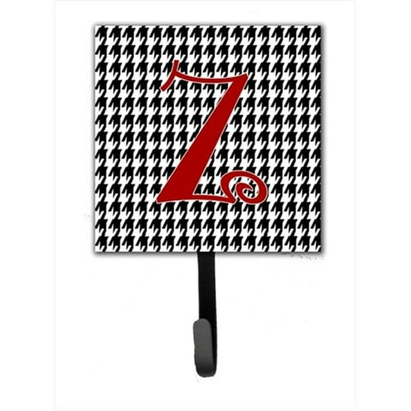 Letter Z Initial Monogram - Houndstooth Black Leash Holder Or Key Hook