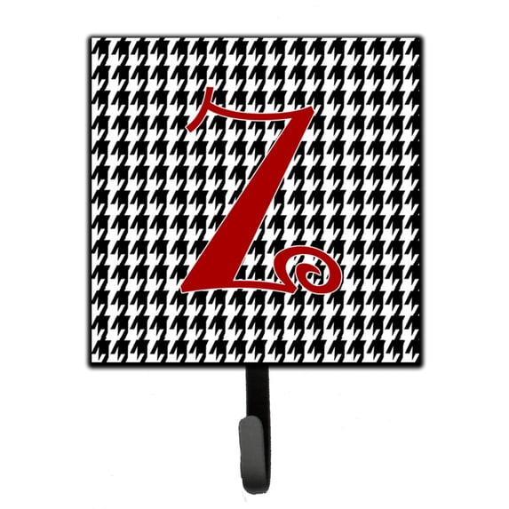 Letter Z Initial Monogram - Houndstooth Black Leash or Key Holder