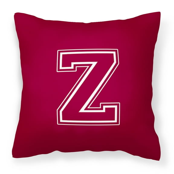 Letter Z Initial Monogram - Maroon and White Fabric Decorative Pillow