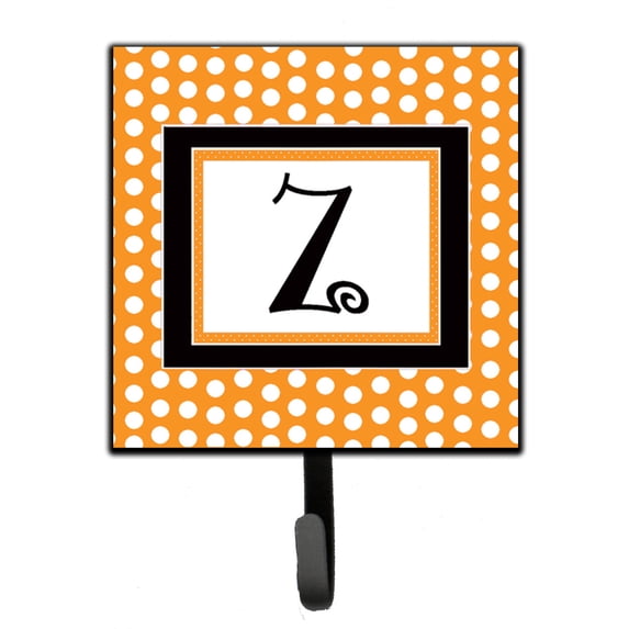 Letter Z Initial Monogram - Orange Polkadots Leash or Key Holder