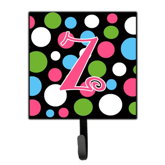 Letter Z Initial Monogram - Polkadots and Pink Leash or Key Holder