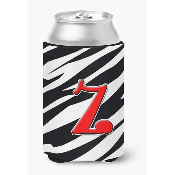 Letter Z Initial Monogram - Zebra Red Can or Bottle Hugger