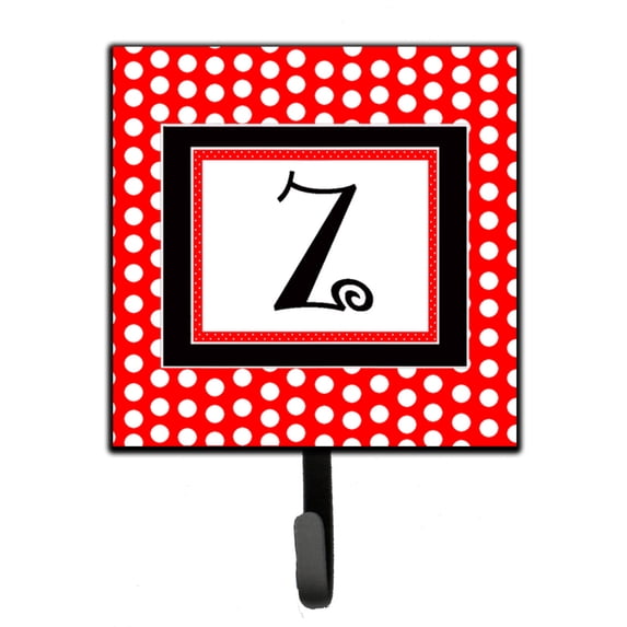 Letter Z Initial - Red Black Polka Dots Leash or Key Holder