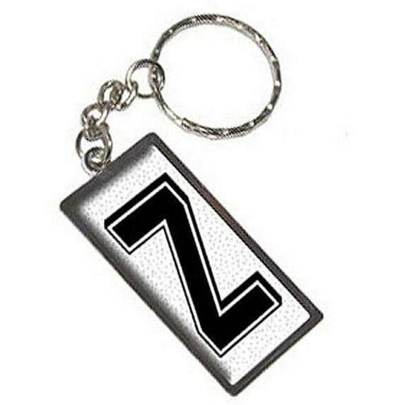 Letter Z Initial Sprinkles Black White Keychain Key Chain Ring