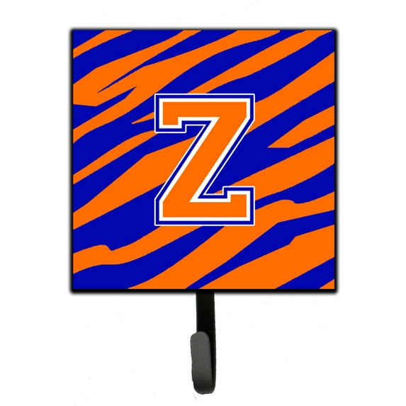 Letter Z Initial Tiger Stripe - Blue Orange Leash or Key Holder