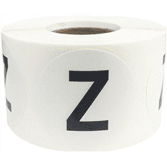 Letter Z Inventory Labels 1.5 inch Round Circle Dots 500 Adhesive Stickers