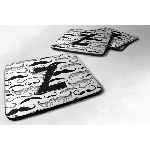 Letter Z Moustache Initial Foam Coaster Set of 4