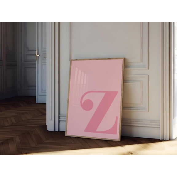 Letter Z Poster Pink Alphabet Letter Print Initial Letter Wall Arttrendy Dorm Room Decor Girly Nursery Decor Teen Room Gallery Wall , Poster Only