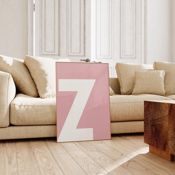 Letter Z Print Pink Preppy Initial Print Alphabet Wall Art Minimalist Trendy Nursery Decor Home Decor #2741, 16x24 UNFRAMED