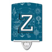 Letter Z Sea Doodles Initial Alphabet Ceramic Night Light