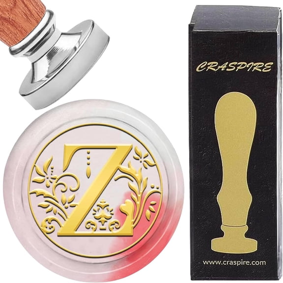 Letter Z Sealing Wax Stamp Retro Alphabet Initials Wax Seal Stamp Classic Vintage 26 Letters A-Z 25mm Removable Silver Color Plated Brass Head Wood Handle for Envelope Invitation DIY DIYDIY