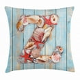 thumbnail image 1 of Letter Z Throw Pillow Cushion Cover, Maritime Summer Theme Z Tropical Aquatic Wildlife Nautical Font, Decorative Square Accent Pillow Case, 18 X 18 Inches, Pale Blue Ivory Dark Coral, by Ambesonne, 1 of 2