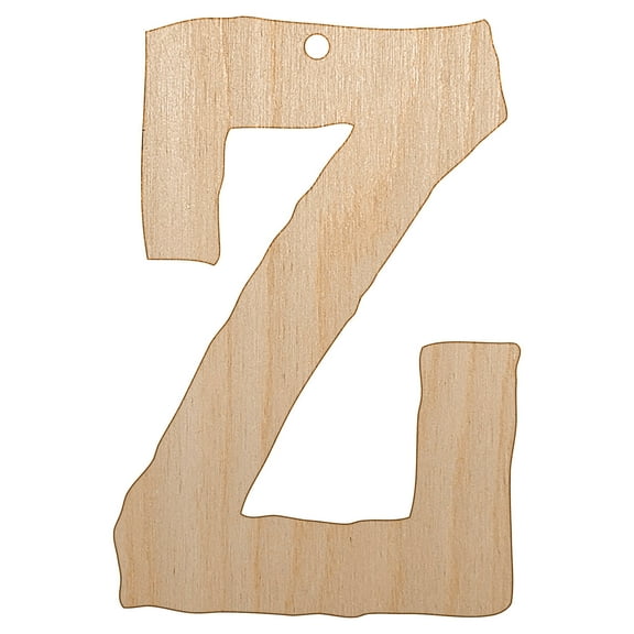 Letter Z Uppercase Cute Typewriter Font Wood Holiday Christmas Tree Ornament Unfinished DIY Pre-Drilled Craft
