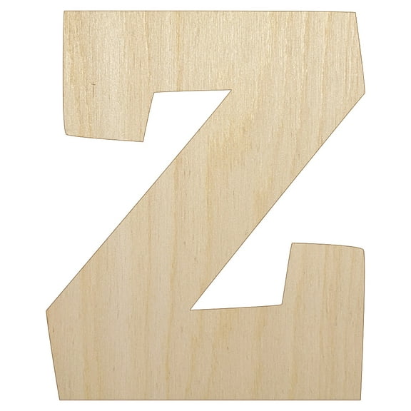 Letter Z Uppercase Fun Bold Font Wood Shape Unfinished Piece Cutout Craft DIY Projects - 4.70 Inch Size - 1/8 Inch Thick