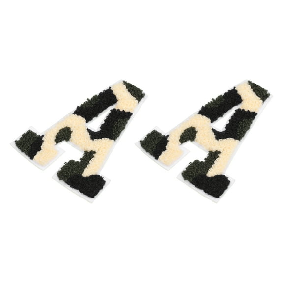 Letter a Chenille Stitch Sew-On Letter Patch Camouflage White 3.9" Chenille Embroidered Camo Letter Patch 2 Pack
