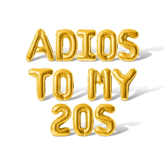 Letter and Number Balloons - ADIOS TO MY 20S 16" Inch Alphabet Letters Foil Mylar Balloon Birthday Party Banner (Gold)