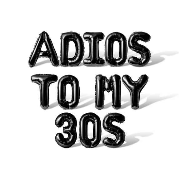 Letter and Number Balloons - ADIOS TO MY 30S 16" Inch Alphabet Letters Foil Mylar Balloon Birthday Party Banner (Black)