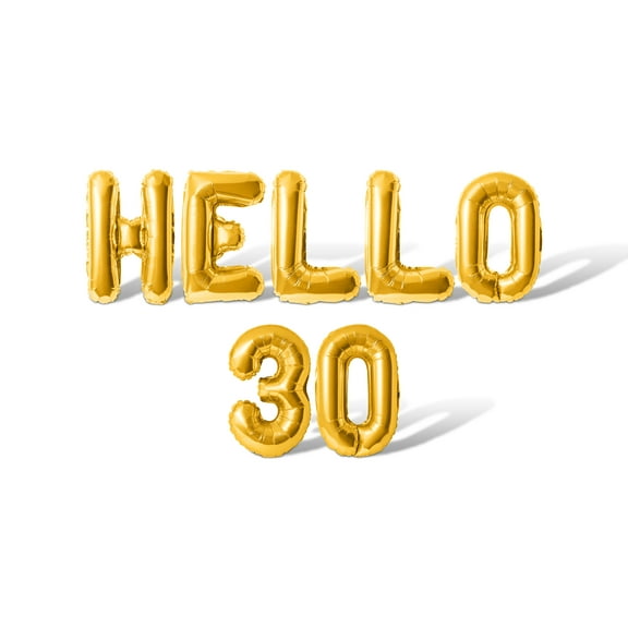 Letter and Number Balloons - HELLO 30 16" Inch Alphabet Letters Foil Mylar Balloon Birthday Party Banner (Gold)