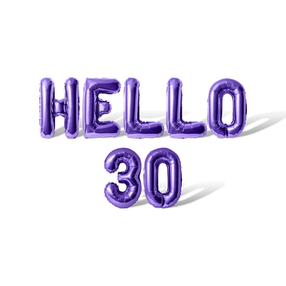 Letter and Number Balloons - HELLO 30 16" Inch Alphabet Letters Foil Mylar Balloon Birthday Party Banner (Purple)