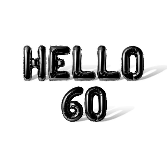 Letter and Number Balloons - HELLO 60 16" Inch Alphabet Letters Foil Mylar Balloon Birthday Party Banner (Black)