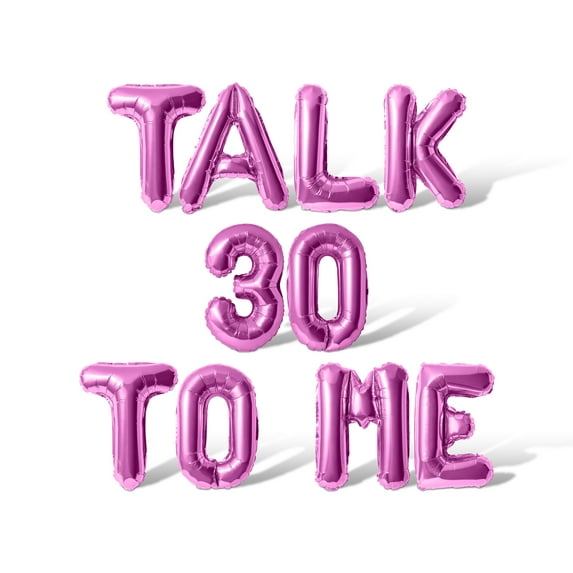 Letter and Number Balloons - TALK 30 TO ME 16" Inch Alphabet Letters Foil Mylar Balloon Birthday Party Banner (Pink)