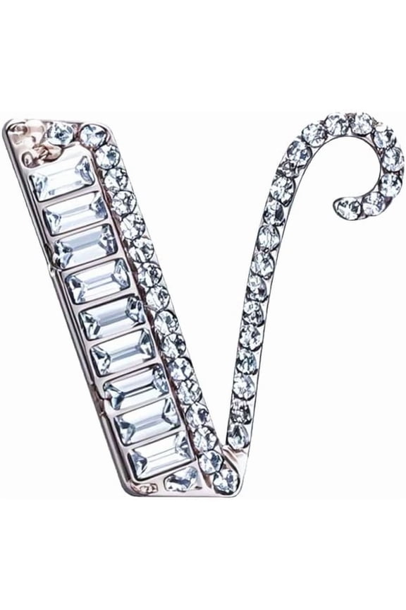 Letter brooches, initial rhinestone brooches, women's handicrafts, silver-plated metal A-Z 26 letter rhinestone crystal lapel pin brooches