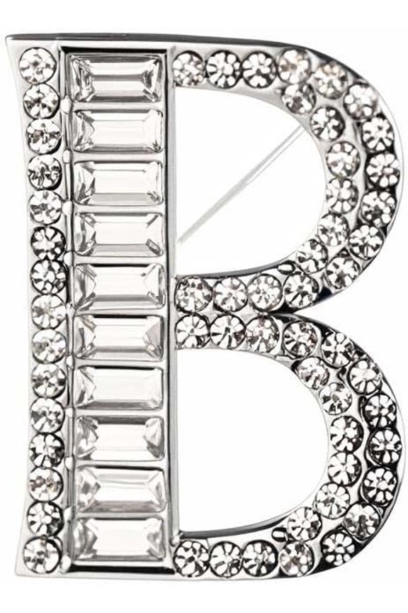 Letter brooches, initial rhinestone brooches, women's handicrafts, silver-plated metal A-Z 26 letter rhinestone crystal lapel pin brooches