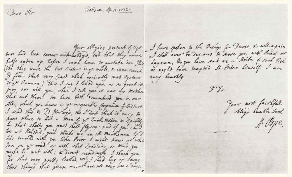 Letter dated 1722 from Alexander Pope to John Morley of Halstead Alexander Pope 1688 Canvas Art - Ken Welsh Design Pics (18 x 10)