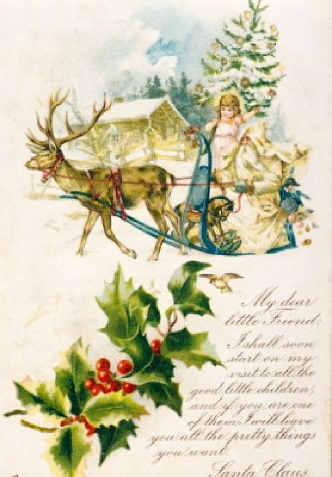 Letter from Santa My Dear Little Friend Nostalgia Cards Canvas Art - (18 x 24)