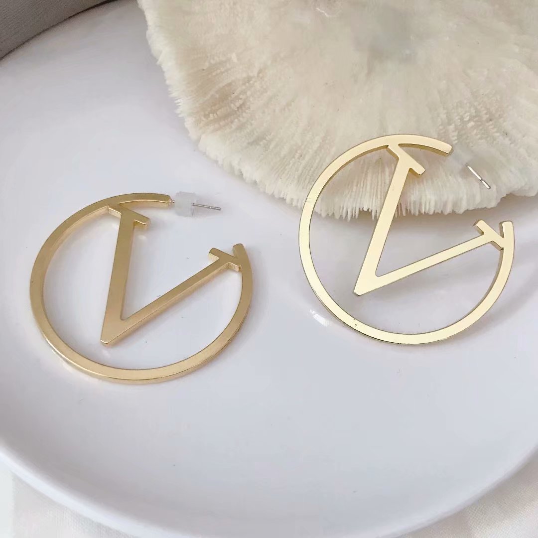 Letter titanium steel earrings men's earrings jewelry women Golden