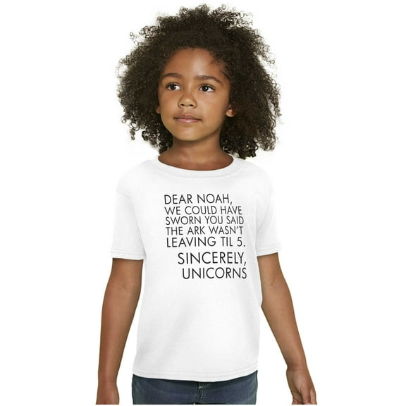 Letter to Noah's Ark Late Unicorns Girls Kids T Shirt Tees Teen Brisco Brands L