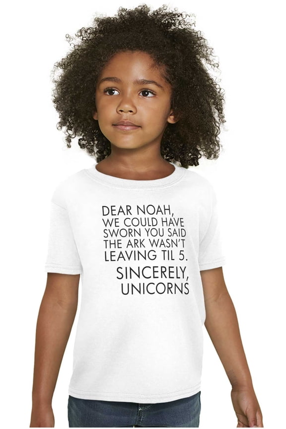 Letter to Noah's Ark Late Unicorns Girls Kids T Shirt Tees Teen Brisco Brands X