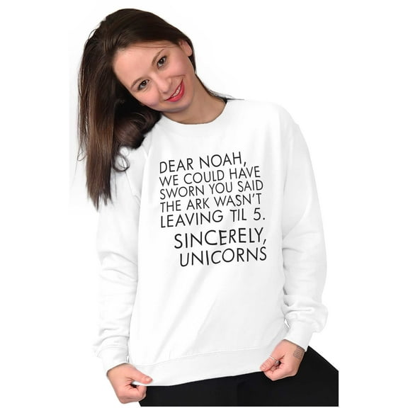 Letter to Noah's Ark Late Unicorns Women Crewneck Sweatshirt Brisco Brands X