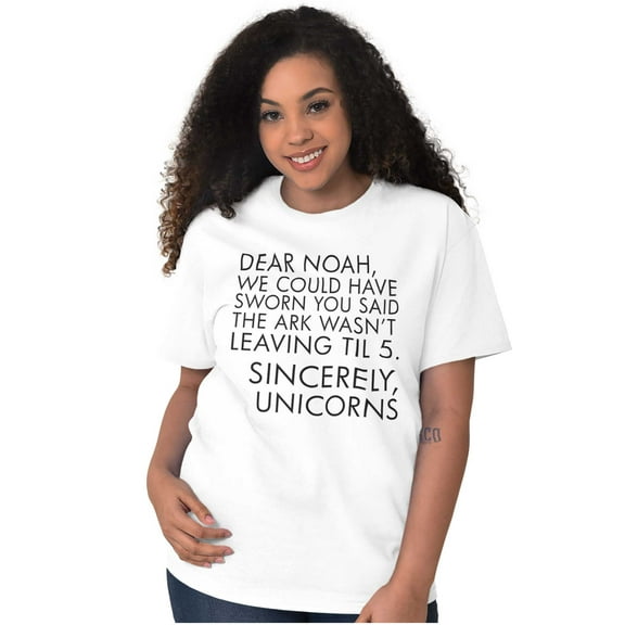 Letter to Noah's Ark Late Unicorns Women's Graphic T Shirt Tees Brisco Brands L
